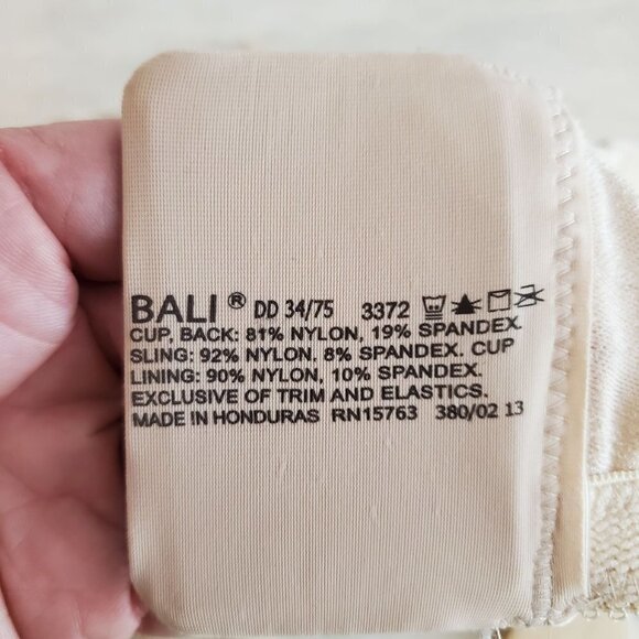 Bali Bra 34DD‎ Wireless Adjustable straps Unpadded Beige Lace Lightweight - Picture 3 of 11